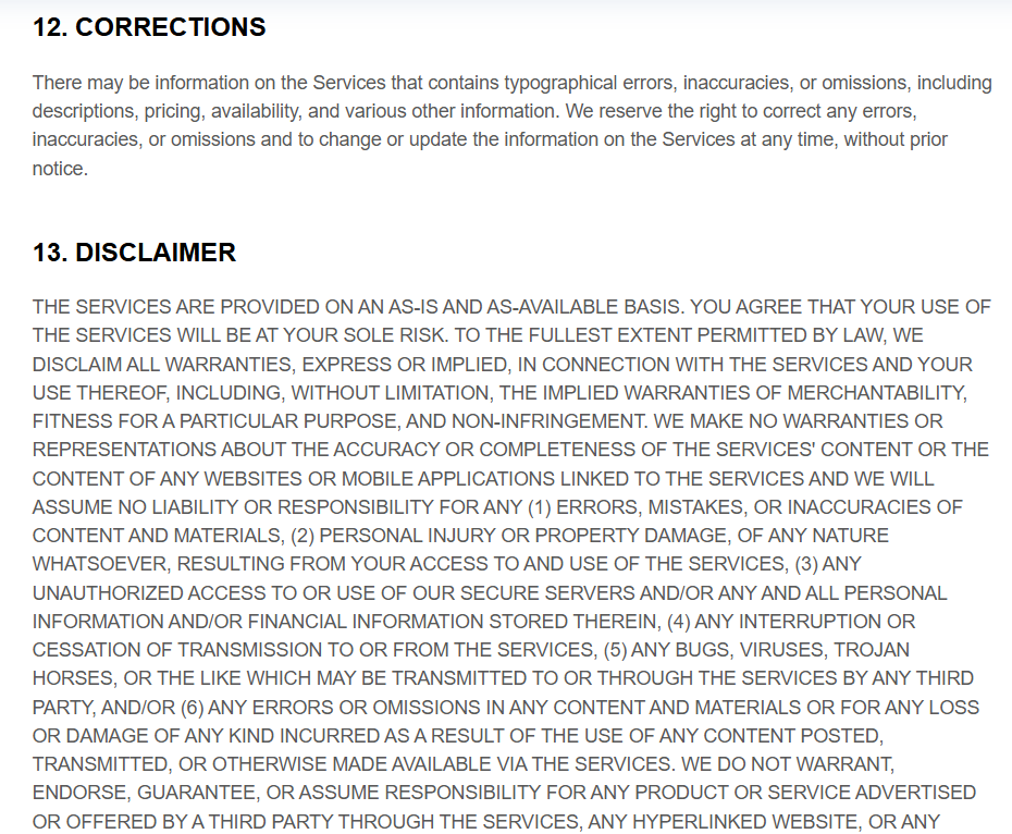 Terms and conditions page 12