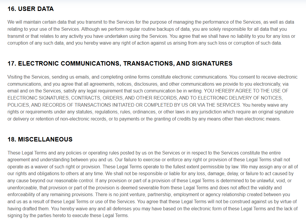 Terms and conditions page 14