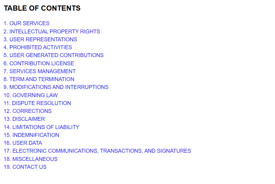 Terms and conditions page 2