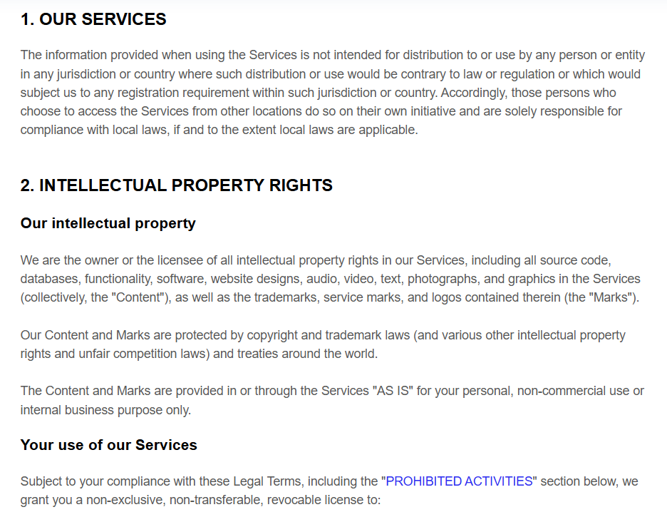 Terms and conditions page 3